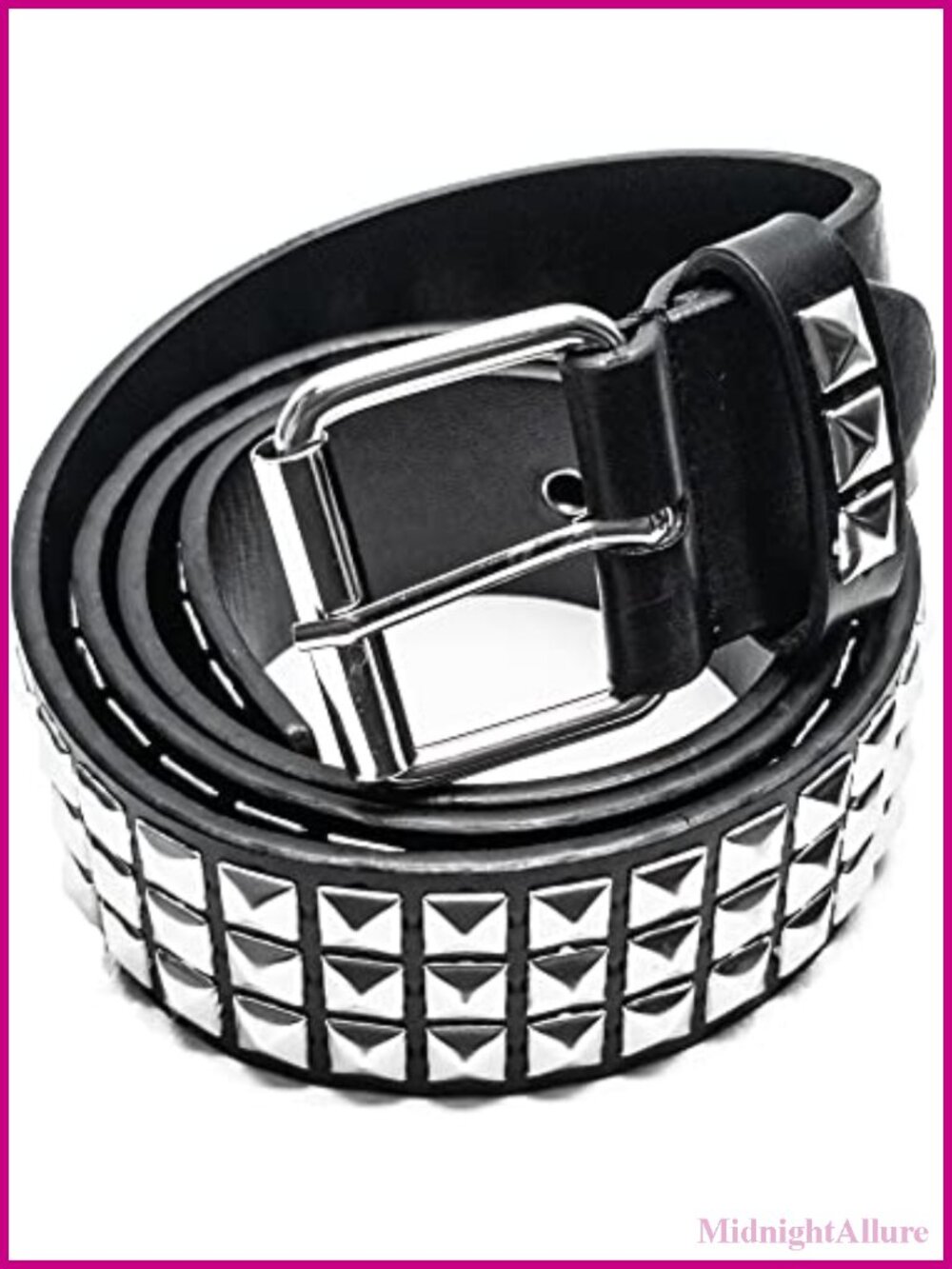 Punk Studded Belt Silver Square Pyramid Rivet Goth Emo Y2K Costume Accessory
